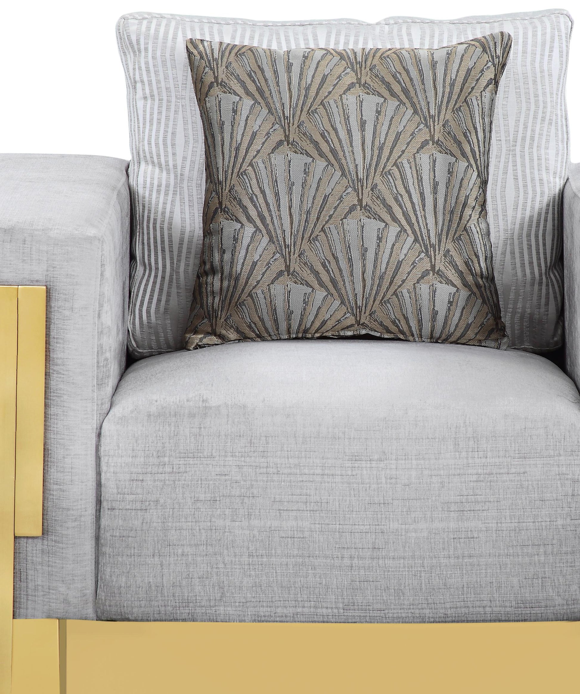 Megan Modern Style Gray Chair with Gold Finish - ATL FURNITURE