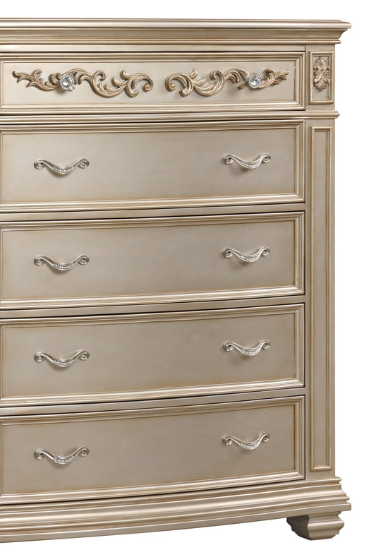 Valentina Traditional Style Chest in Gold finish Wood - ATL FURNITURE
