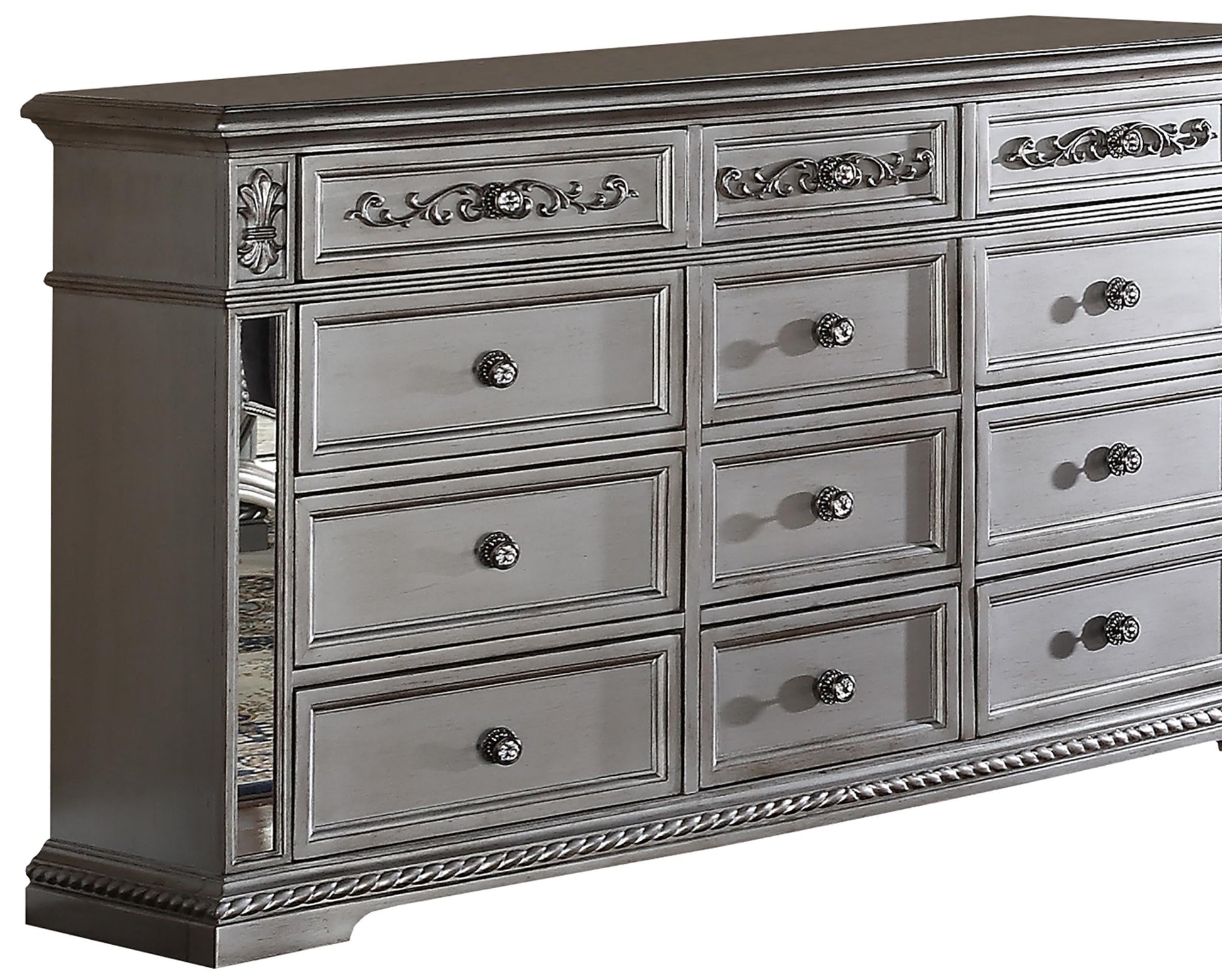 Pamela Transitional Style Dresser in Silver finish Wood - ATL FURNITURE