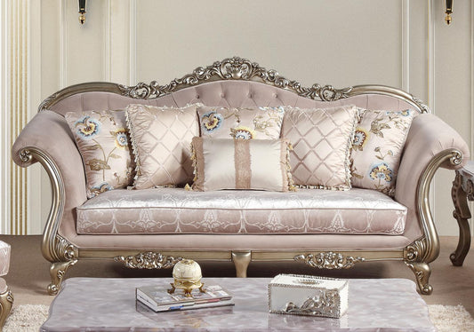 Ariana Traditional Style Sofa in Champagne finish Wood - ATL FURNITURE