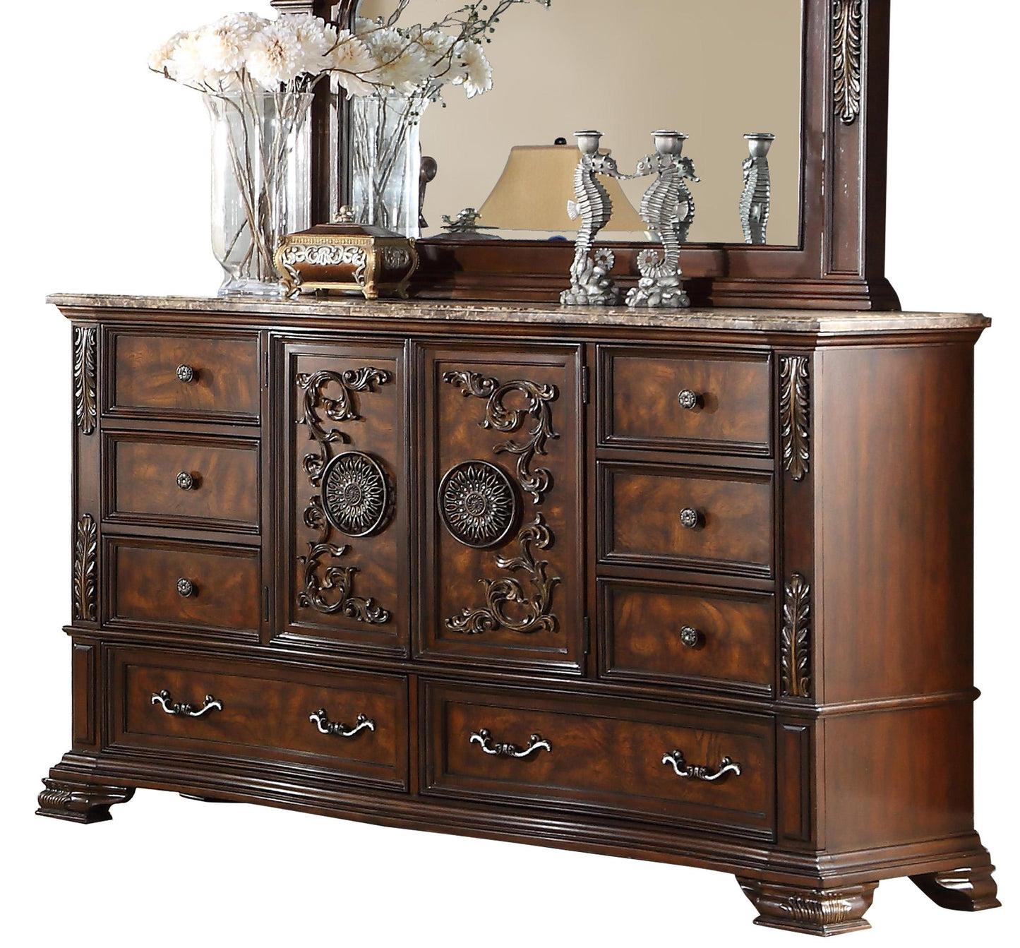 Santa Monica Traditional Style Dresser in Cherry finish Wood - ATL FURNITURE