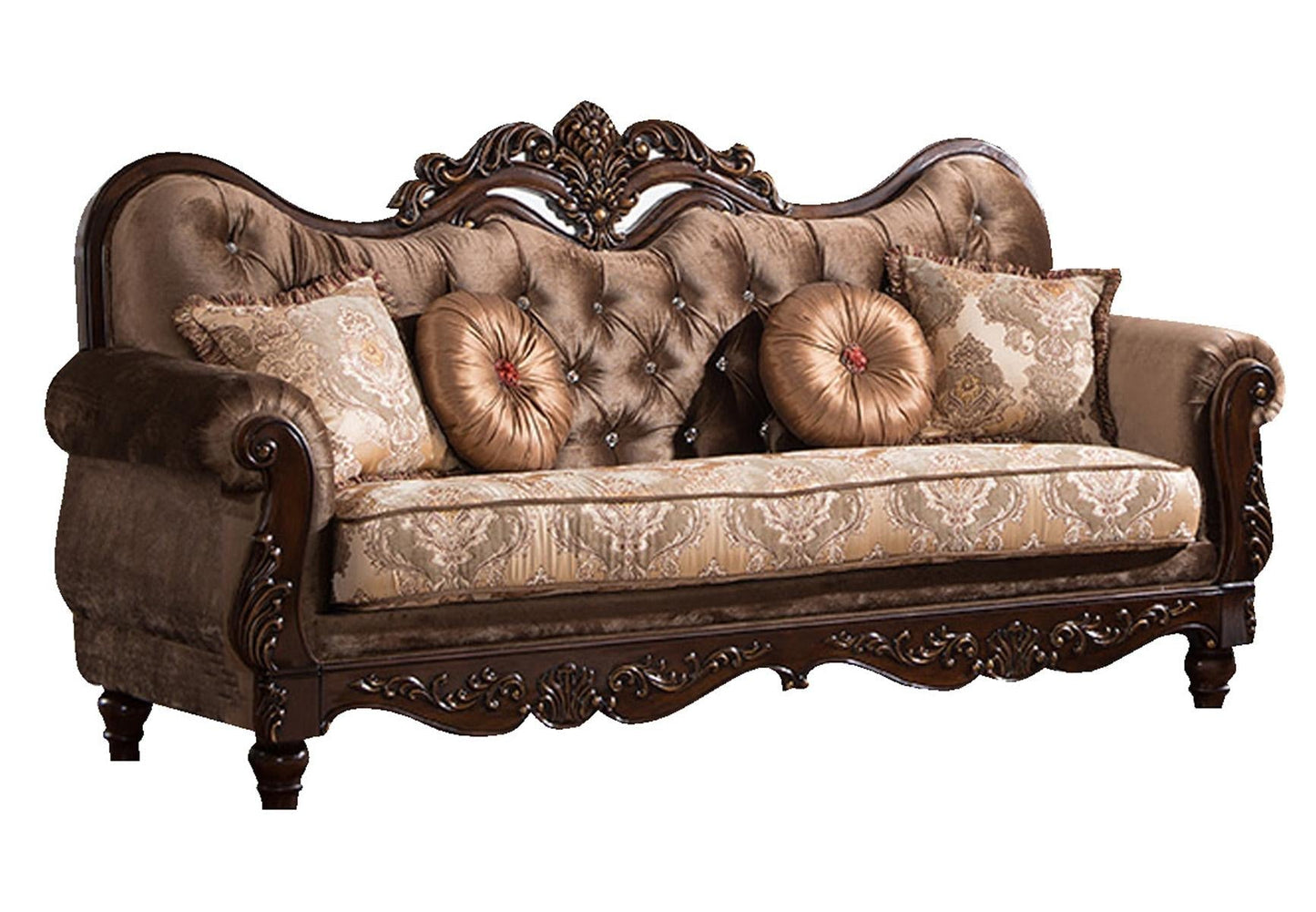 Zoya Traditional Style Sofa in Cherry finish Wood - ATL FURNITURE