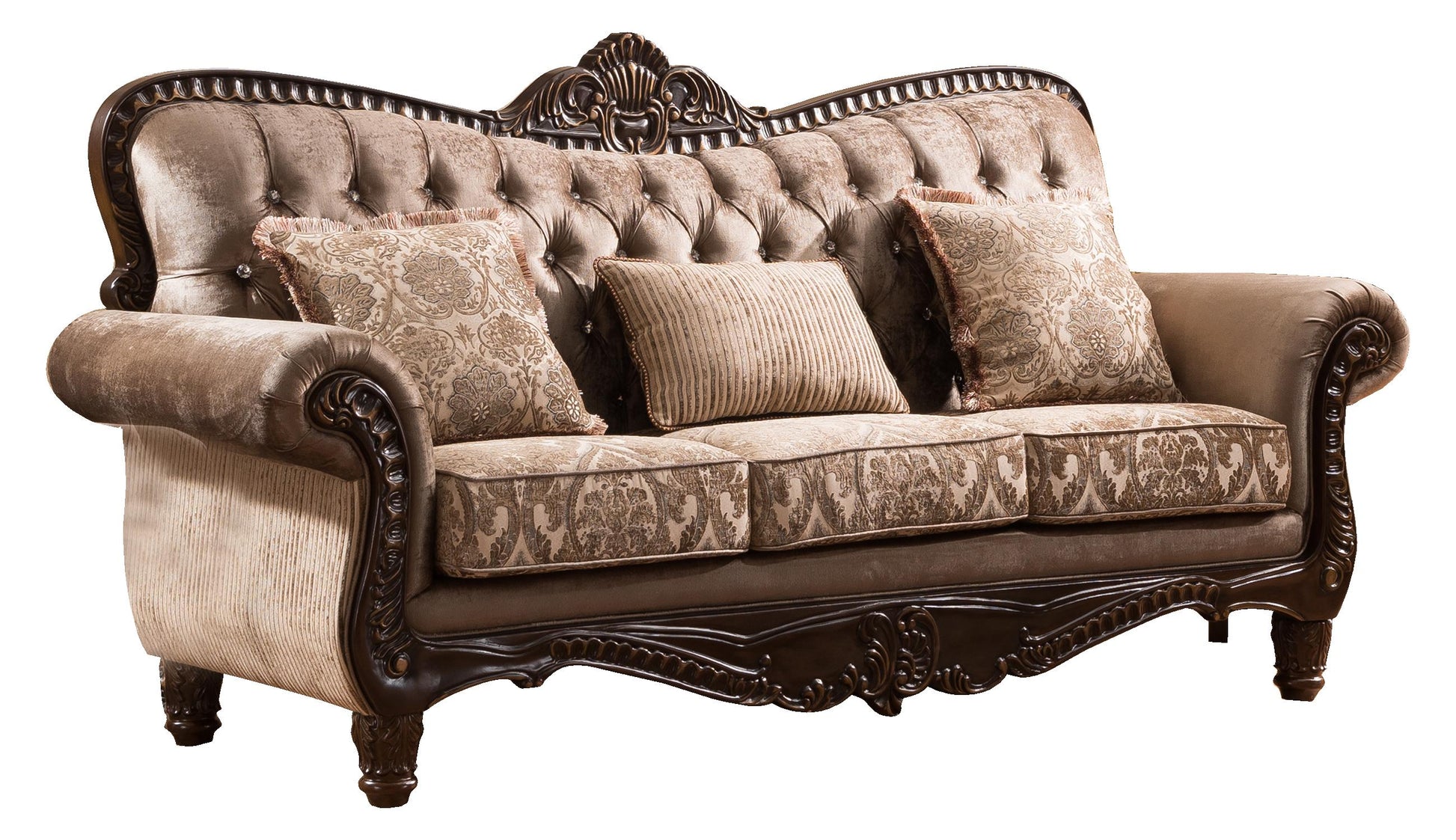 Giana Traditional Style Sofa in Cherry finish Wood - ATL FURNITURE