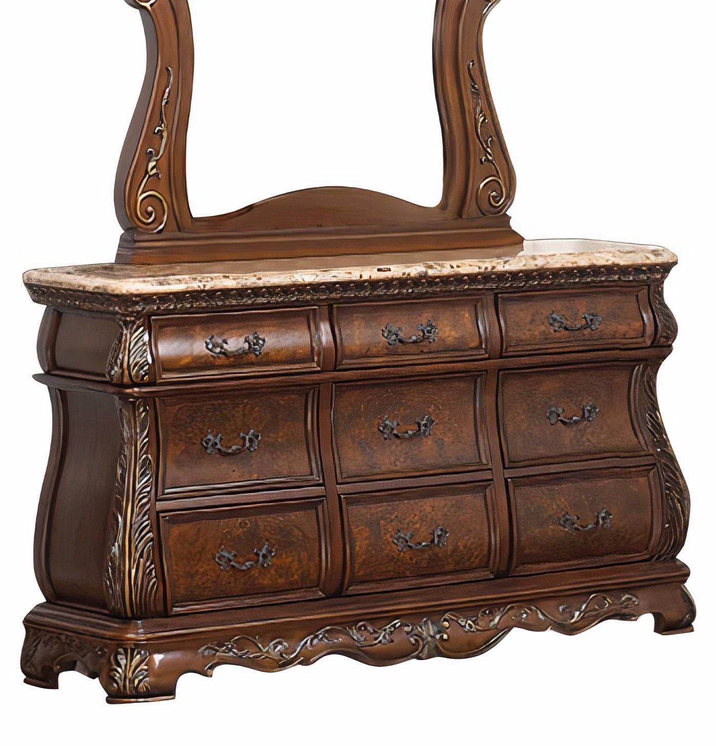 Cleopatra Traditional Style Dresser in Cherry finish Wood - ATL FURNITURE