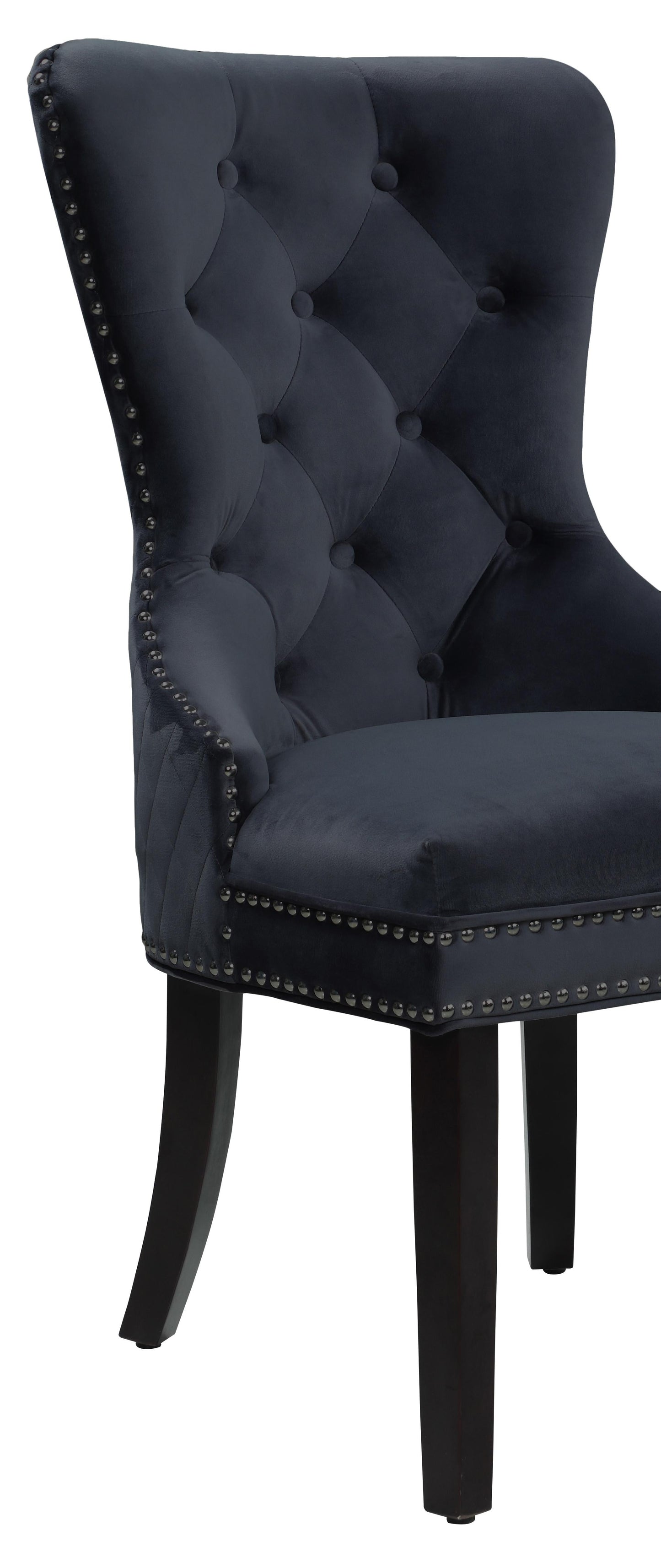 Bronx Transitional Style Black Dining Chair in Walnut Wood - ATL FURNITURE