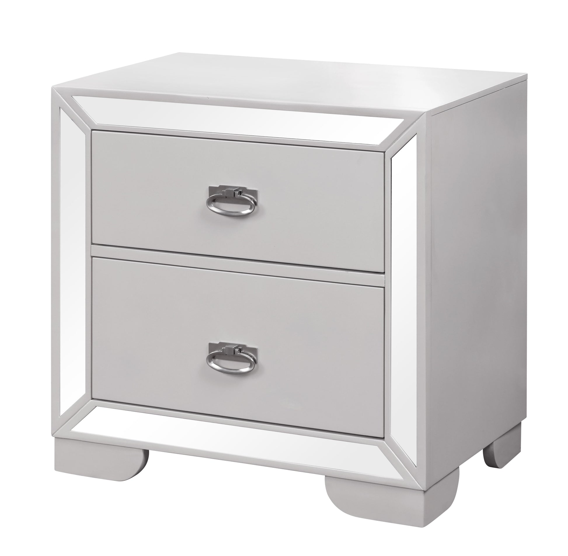 Grand Gloria Contemporary Style Nightstand in White finish Wood - ATL FURNITURE