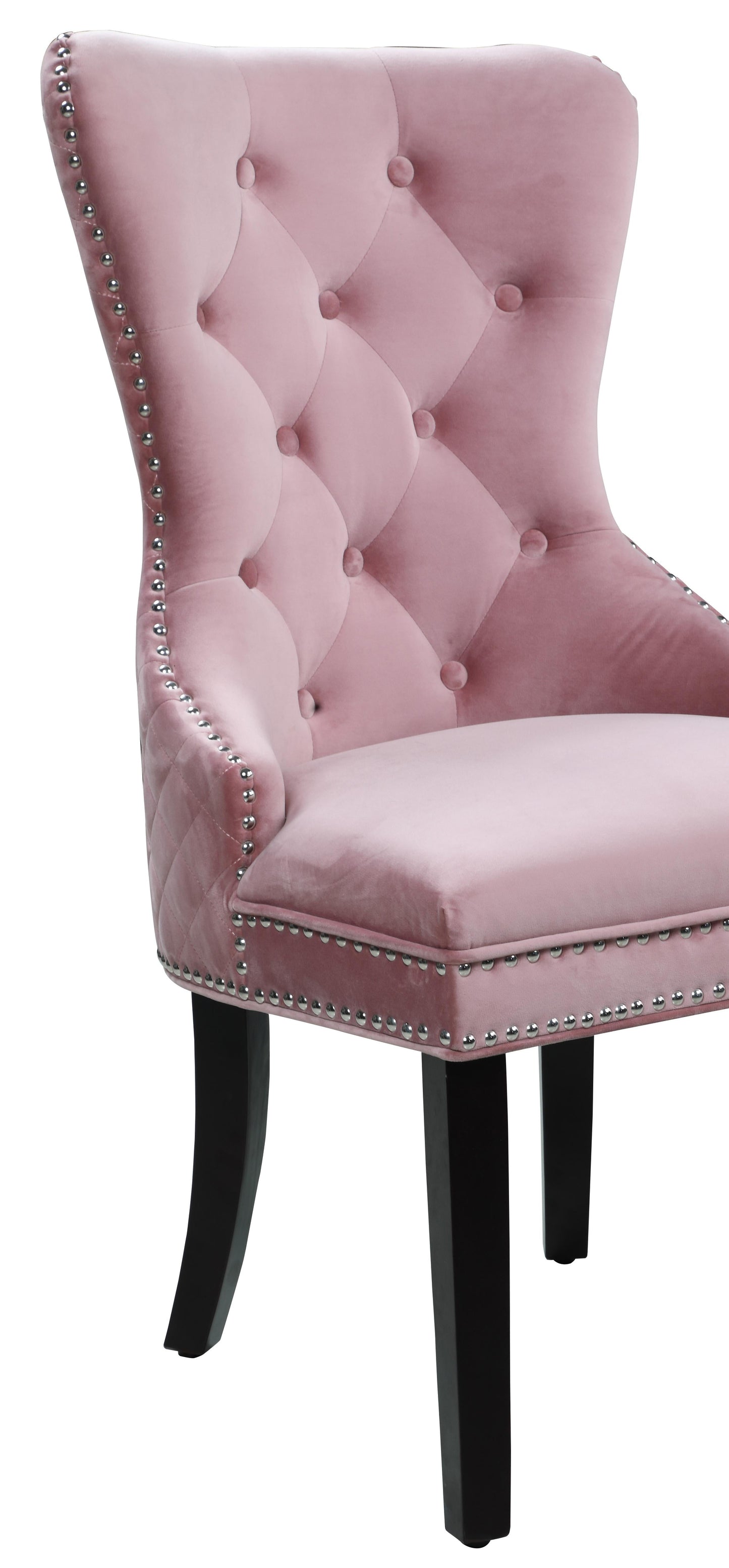 Bronx Transitional Style Pink Dining Chair in Walnut Wood - ATL FURNITURE