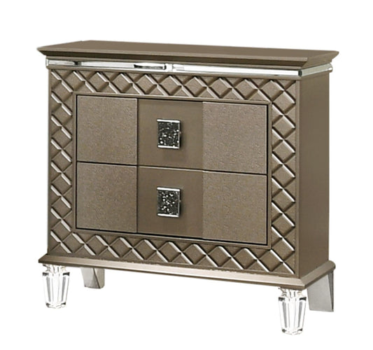 Coral Contemporary Style Nightstand in Bronze finish Wood - ATL FURNITURE