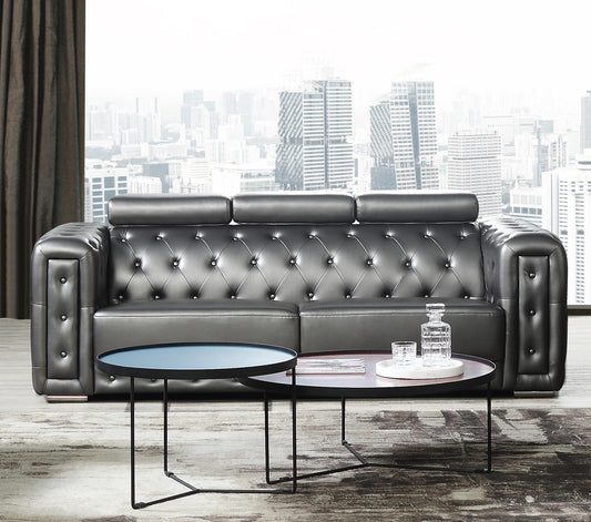 Charlise Modern Style Silver Sofa in Faux Leather - ATL FURNITURE