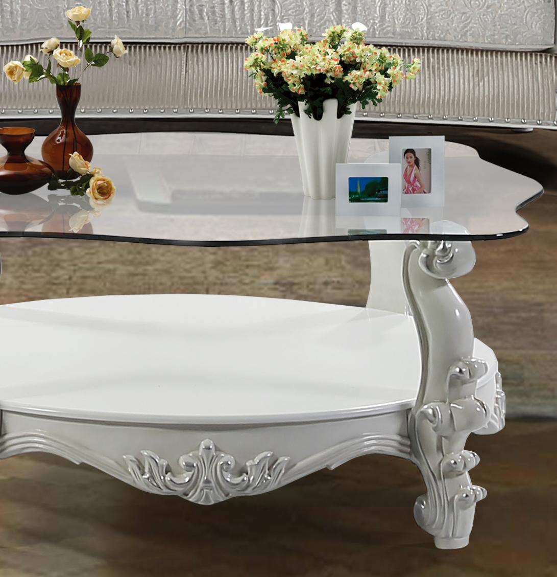 Juliana Traditional Style Coffee Table in Pearl White finish Wood - ATL FURNITURE