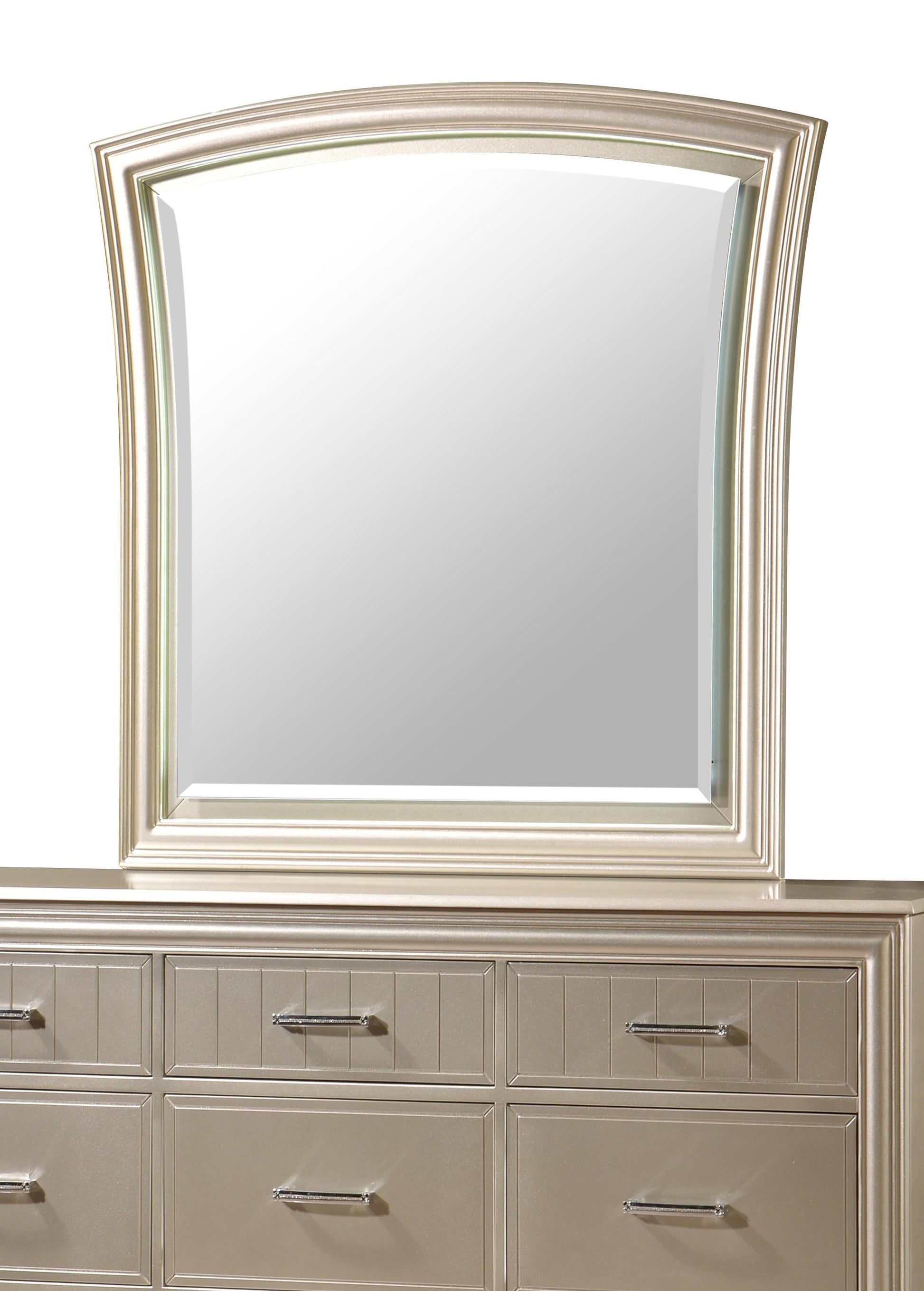 Faisal Transitional Style Mirror in Champagne finish Wood - ATL FURNITURE