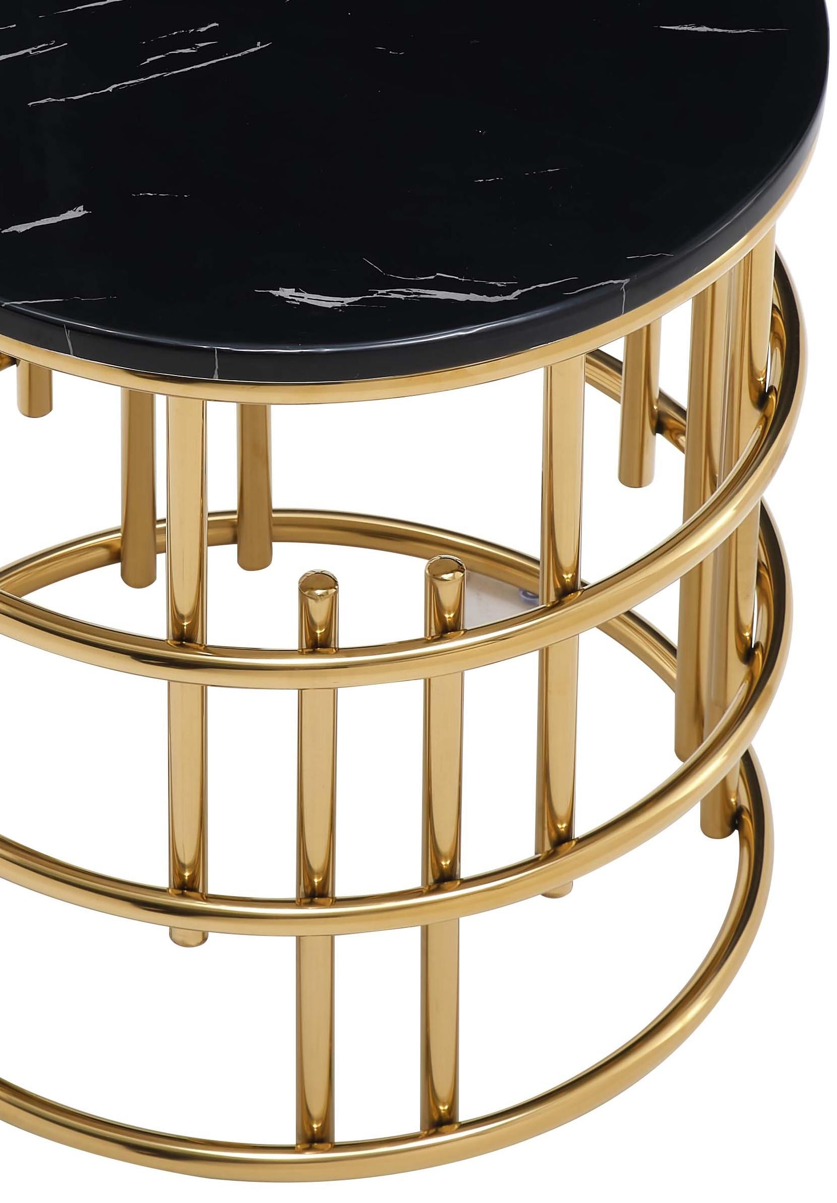 Talia Modern Style Marble End Table with Metal Base - ATL FURNITURE