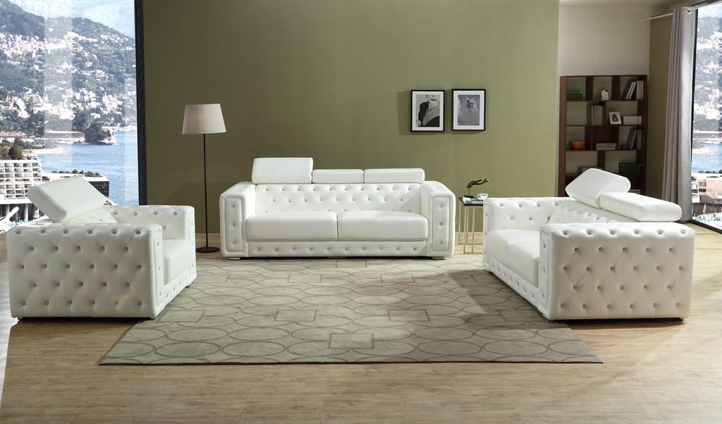 Charlise Modern Style White Sofa in Faux Leather - ATL FURNITURE