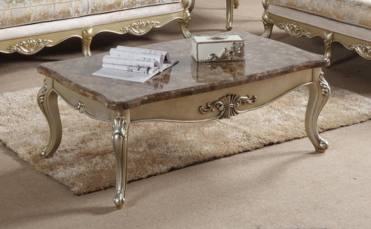 Diana Traditional Style Coffee Table in Champagne finish Wood - ATL FURNITURE