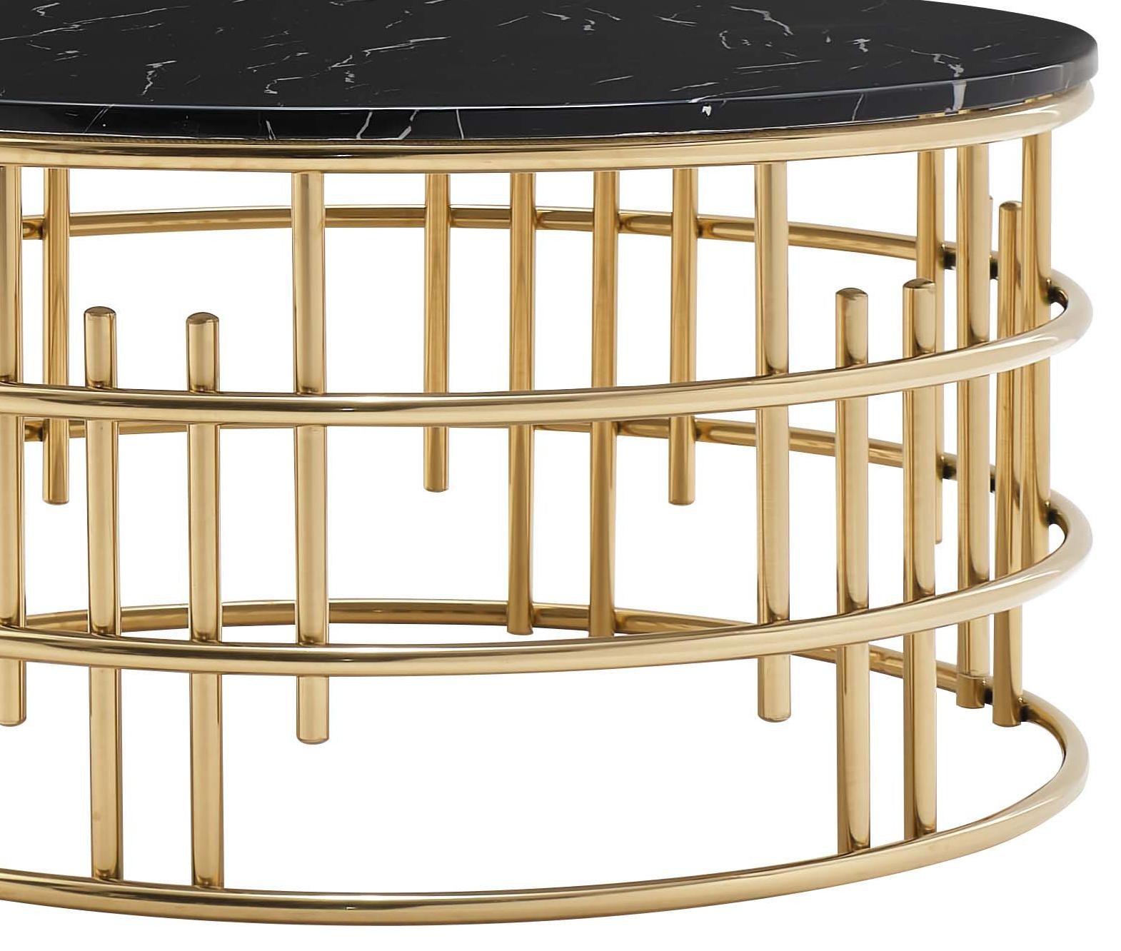 Carissa Modern Style Marble Coffee Table with Metal Base - ATL FURNITURE