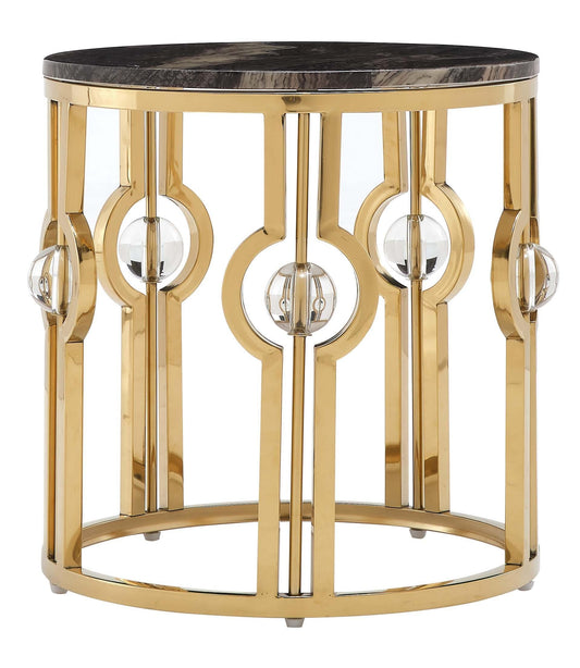 Fallon Modern Style Marble End Table with Metal Base - ATL FURNITURE