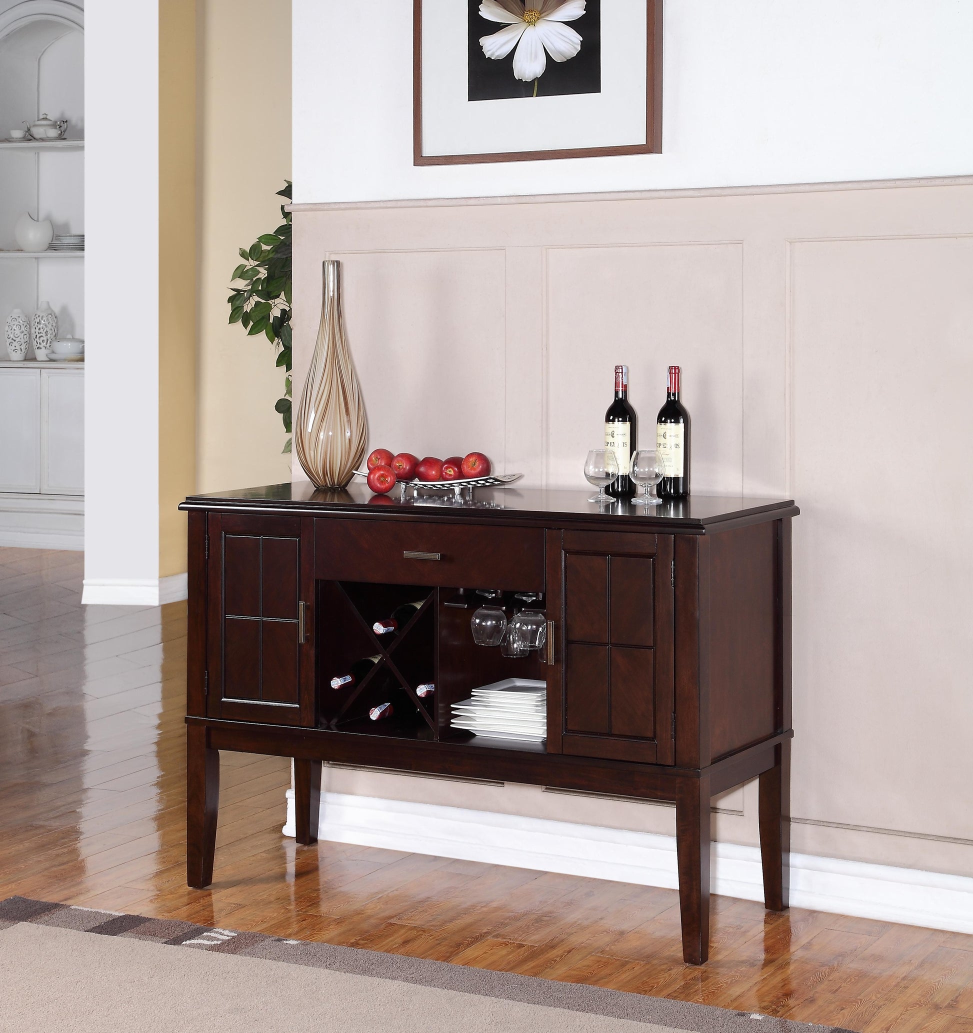 Era Transitional Style Dining Server in Espresso finish Wood - ATL FURNITURE