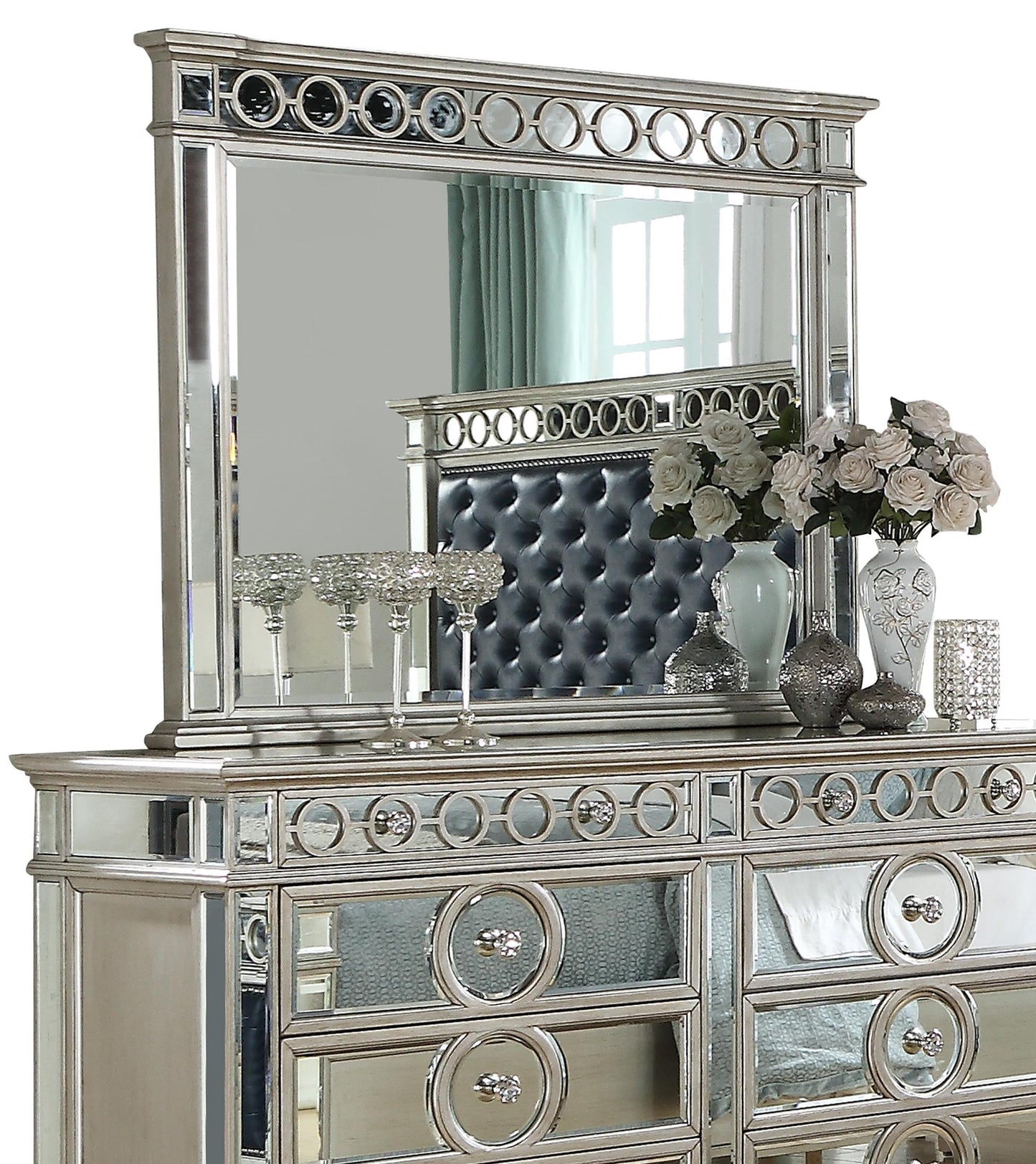 Brooklyn Contemporary Style Mirror in Silver finish Wood - ATL FURNITURE