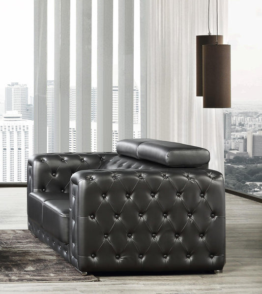 Charlise Modern Style Silver Loveseat in Faux Leather - ATL FURNITURE