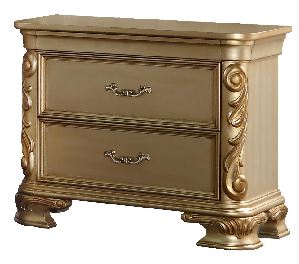 Miranda Transitional Style Nightstand in Gold finish Wood - ATL FURNITURE