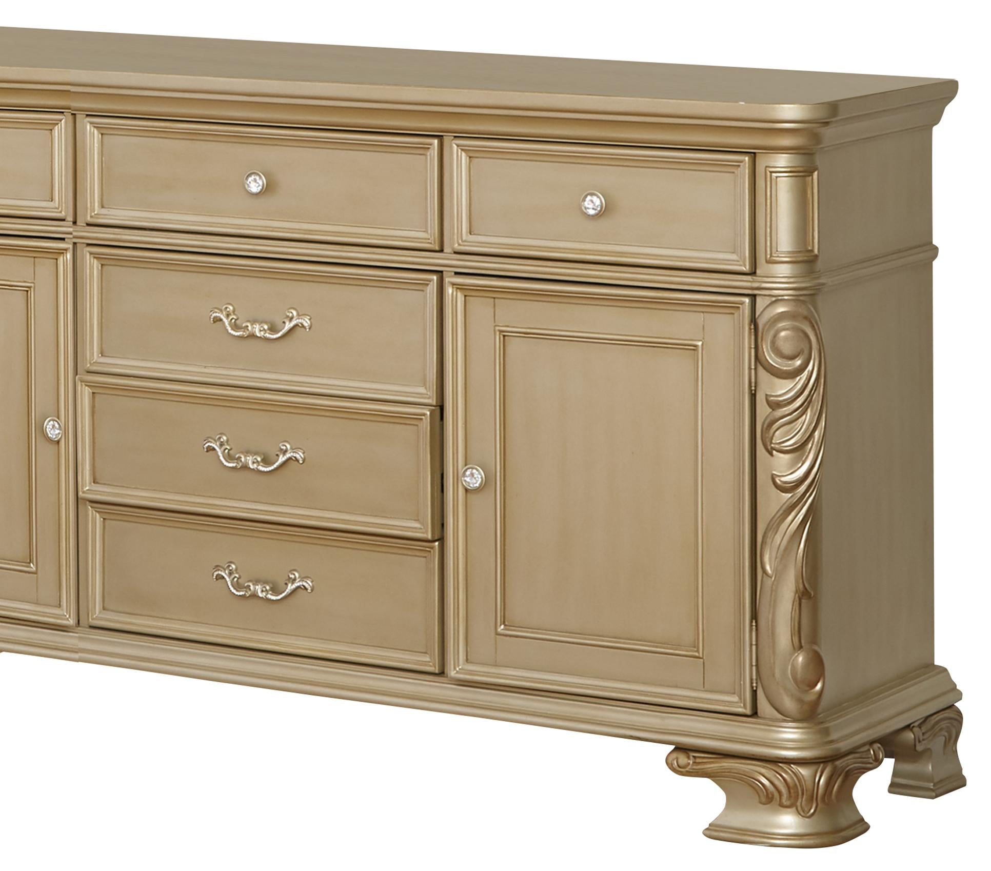 Miranda Transitional Style Dining Buffet in Gold finish Wood - ATL FURNITURE