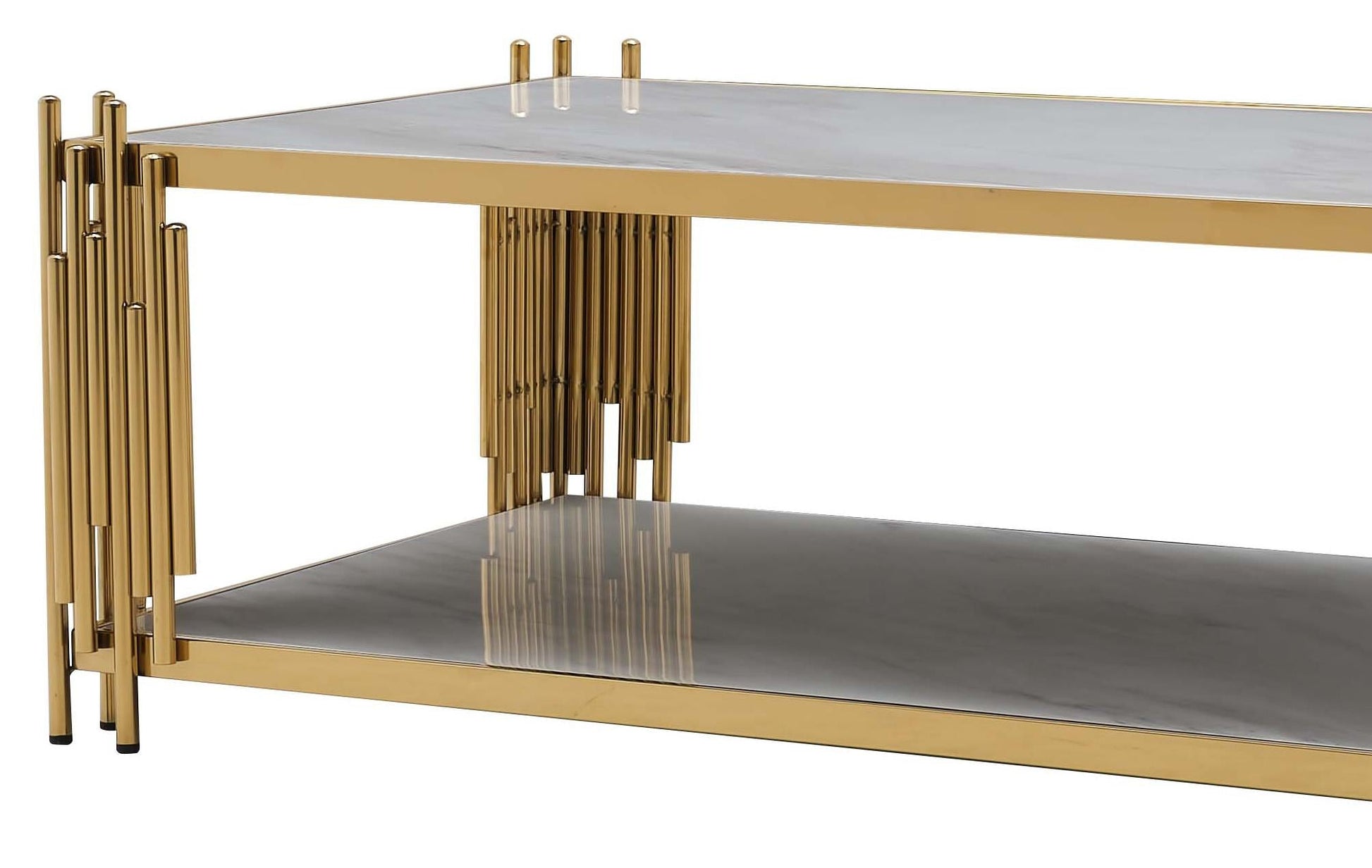 Lawrence Modern Style Marble Coffee Table with Metal Base - ATL FURNITURE