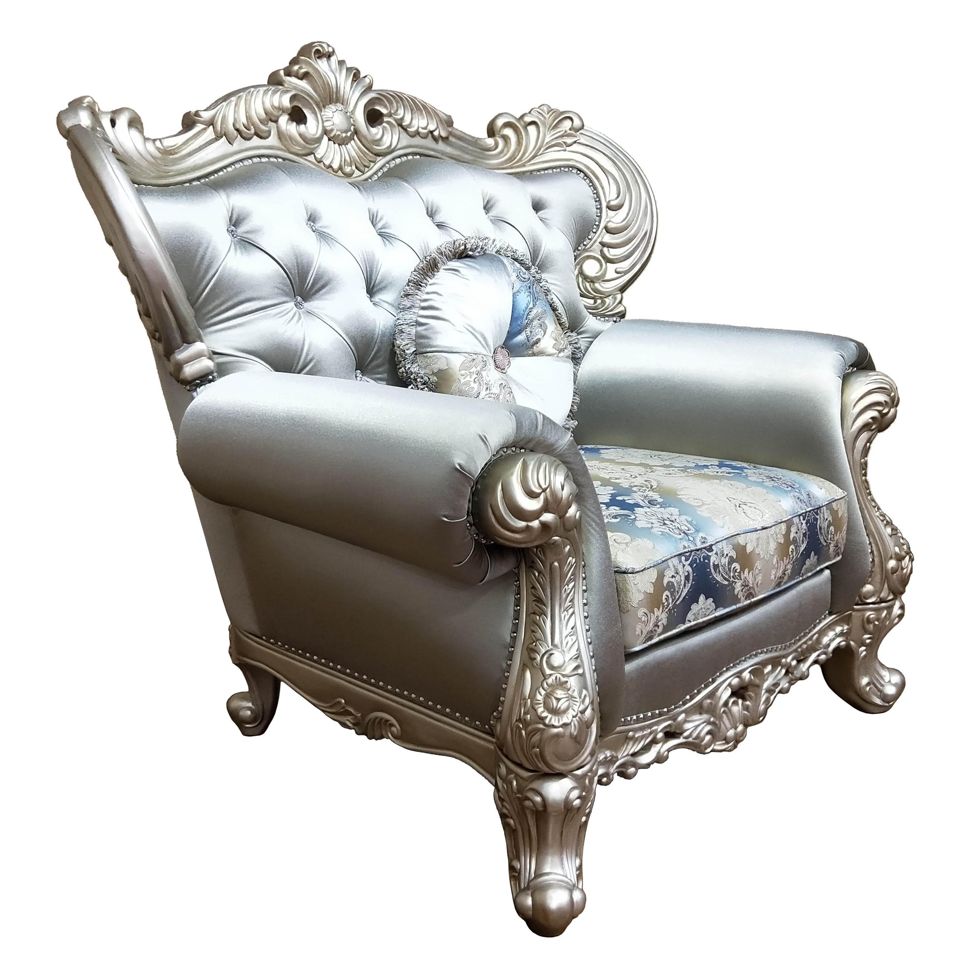 Ariel Transitional Style Chair in Silver finish Wood - ATL FURNITURE