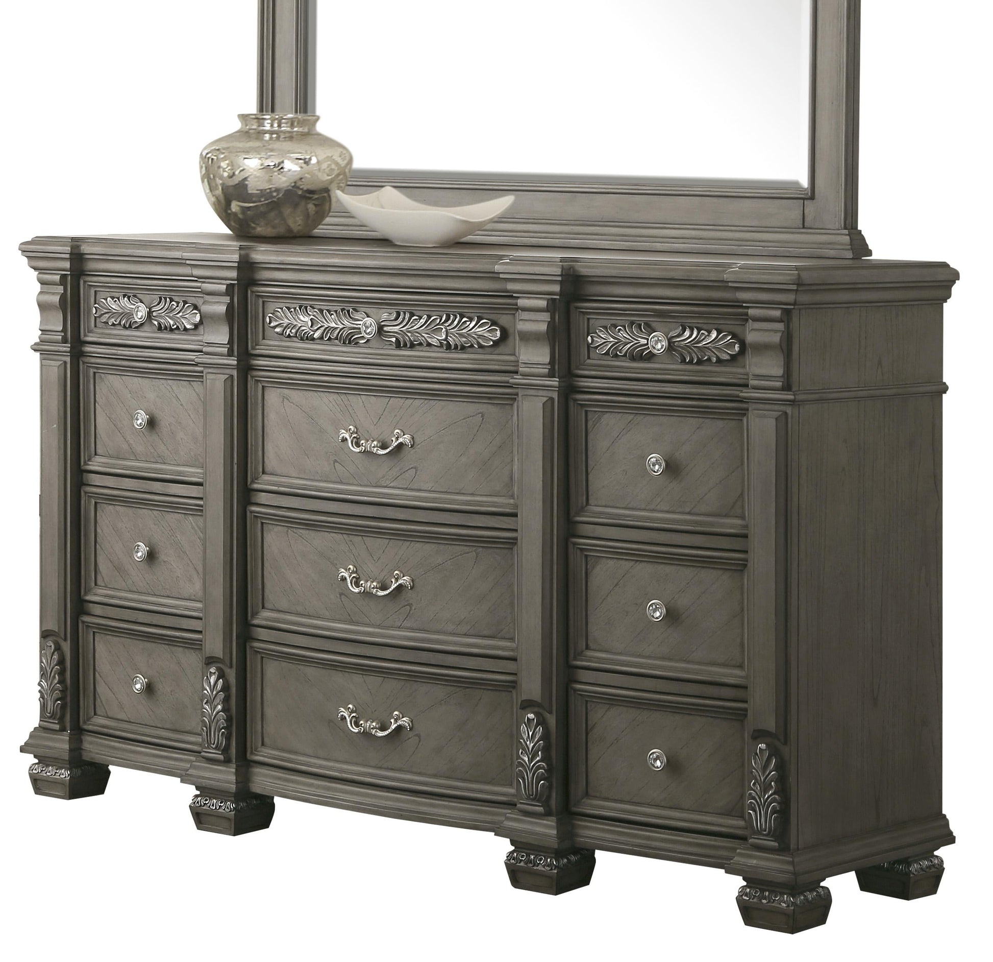 Silvy Transitional Style Dresser in Gray finish Wood - ATL FURNITURE