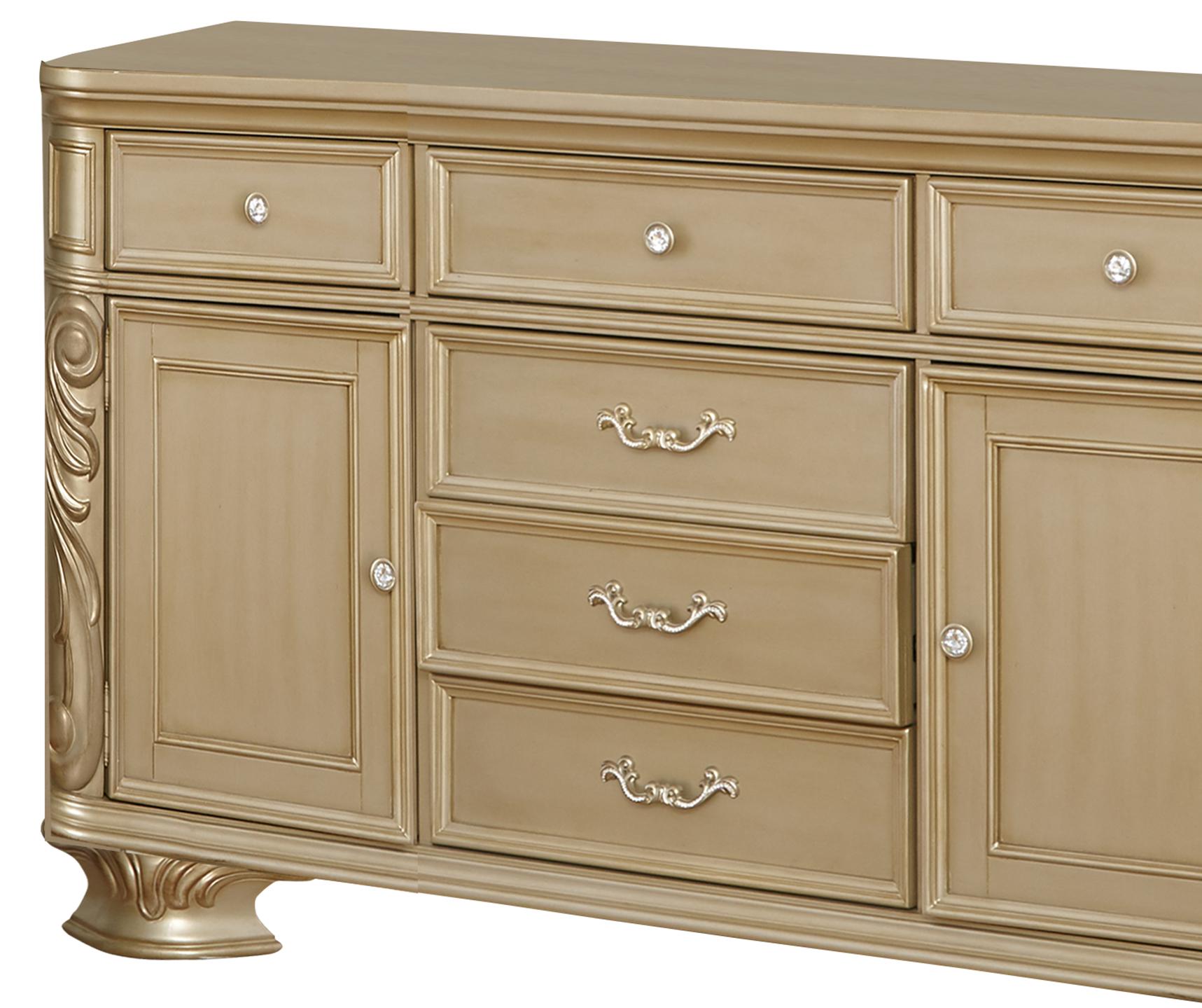 Miranda Transitional Style Dining Buffet in Gold finish Wood - ATL FURNITURE