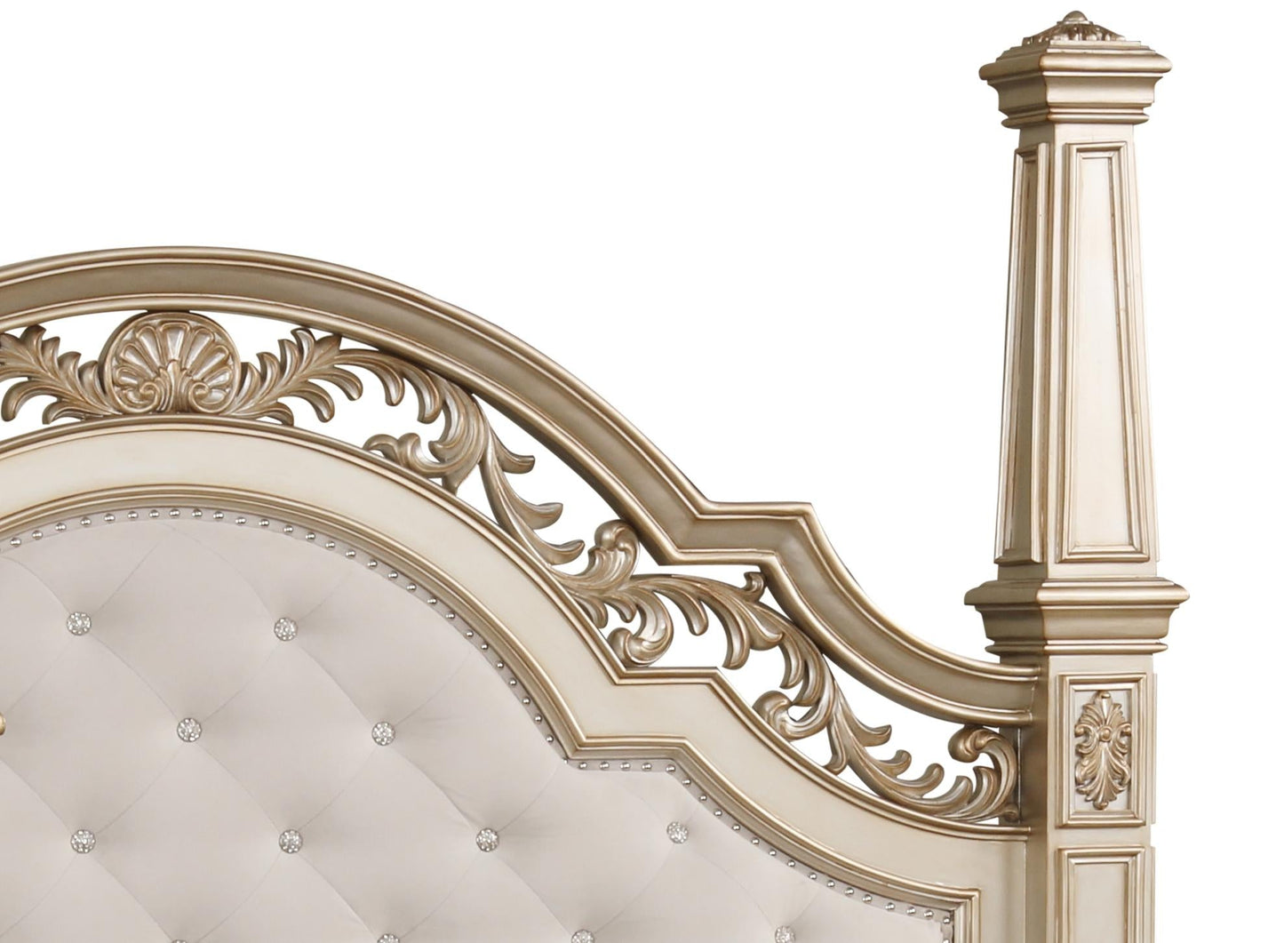 Valentina Traditional Style King Bed in Gold finish Wood - ATL FURNITURE