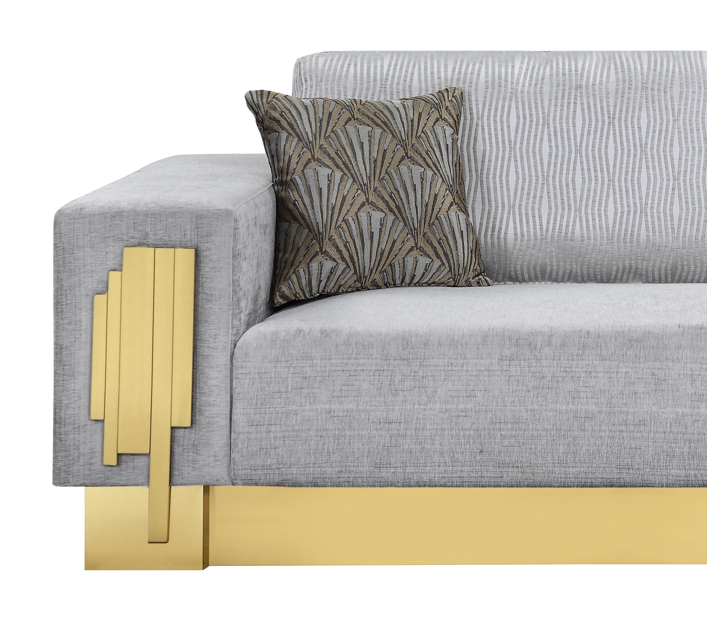 Megan Modern Style Gray Sofa with Gold Finish - ATL FURNITURE