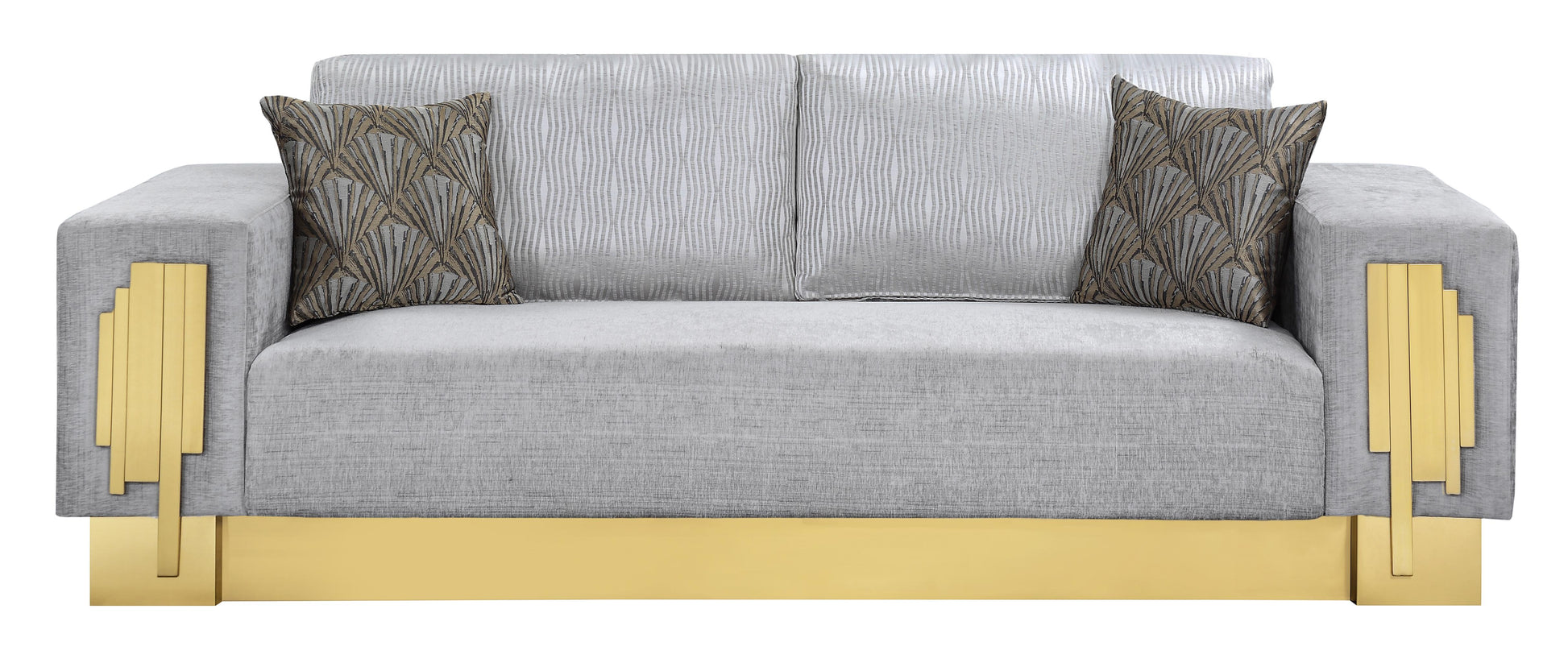 Megan Modern Style Gray Sofa with Gold Finish - ATL FURNITURE