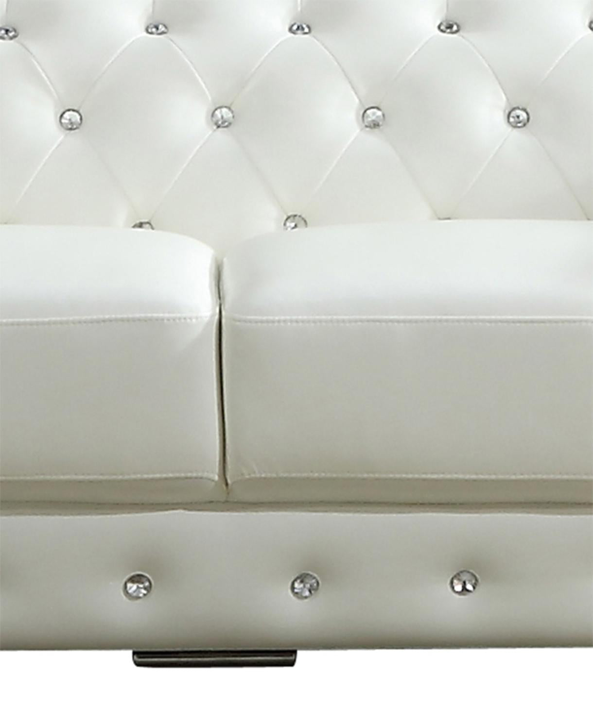 Charlise Modern Style White Sofa in Faux Leather - ATL FURNITURE