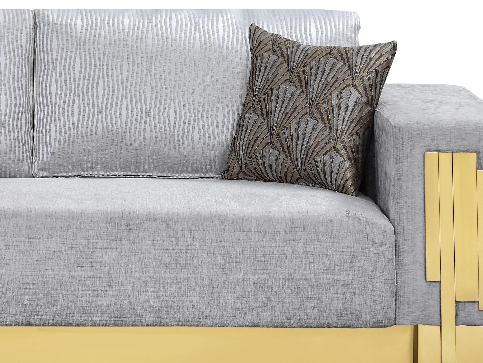 Megan Modern Style Gray Sofa with Gold Finish - ATL FURNITURE