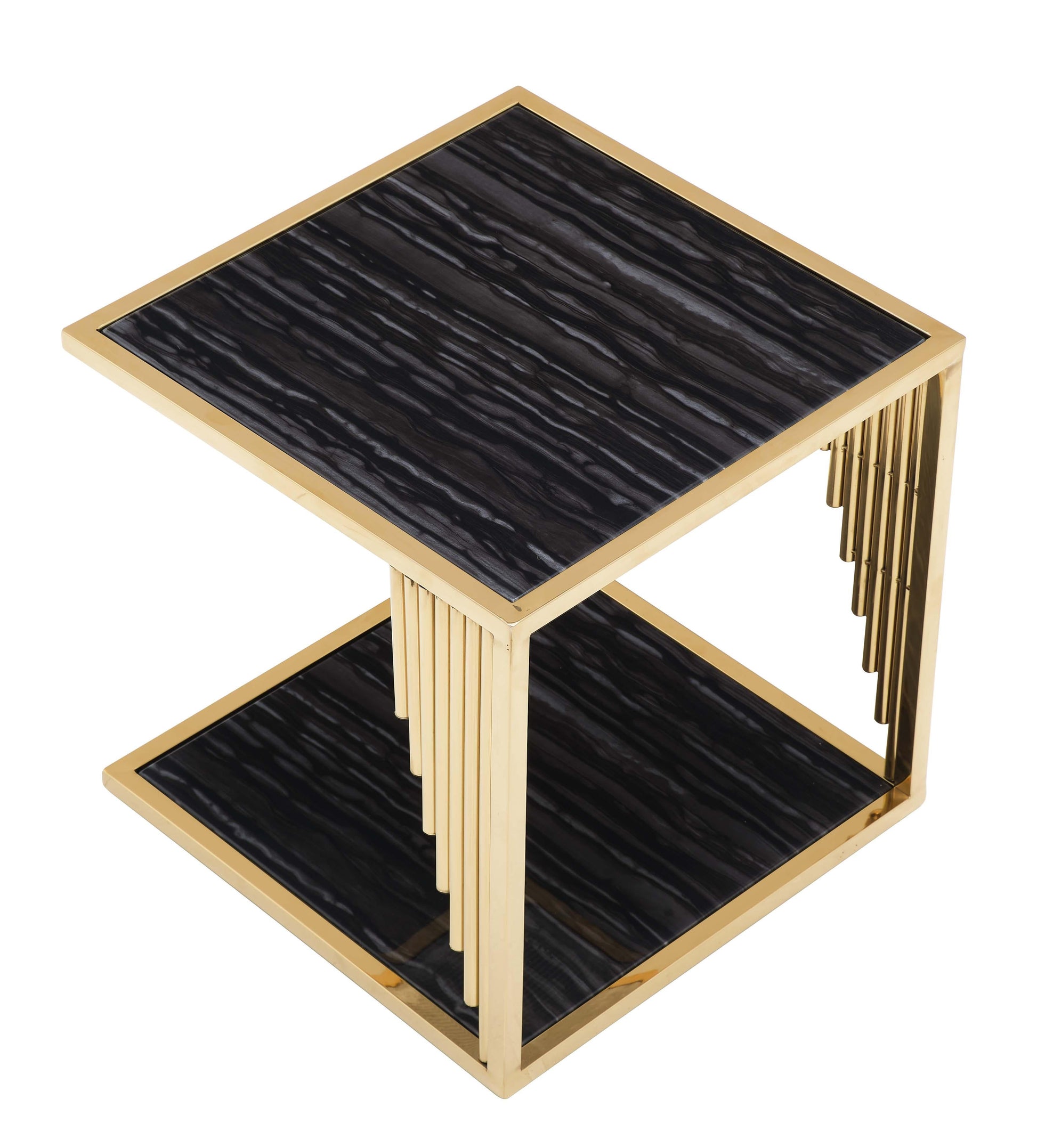 Kari Modern Style Marble End Table with Metal Base - ATL FURNITURE