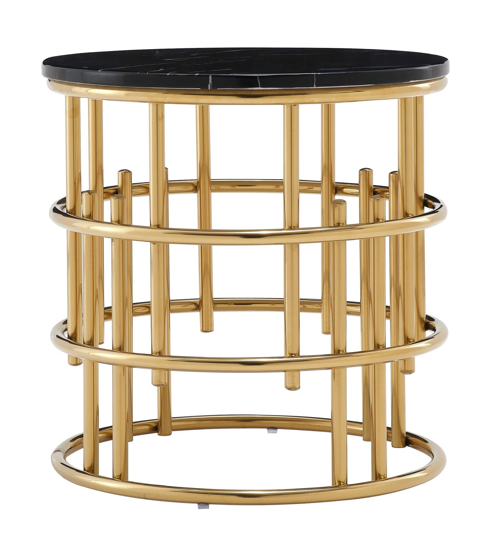 Talia Modern Style Marble End Table with Metal Base - ATL FURNITURE