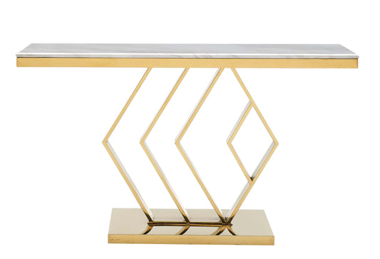 Gamila Modern Style Marble Console Table with Metal Base - ATL FURNITURE