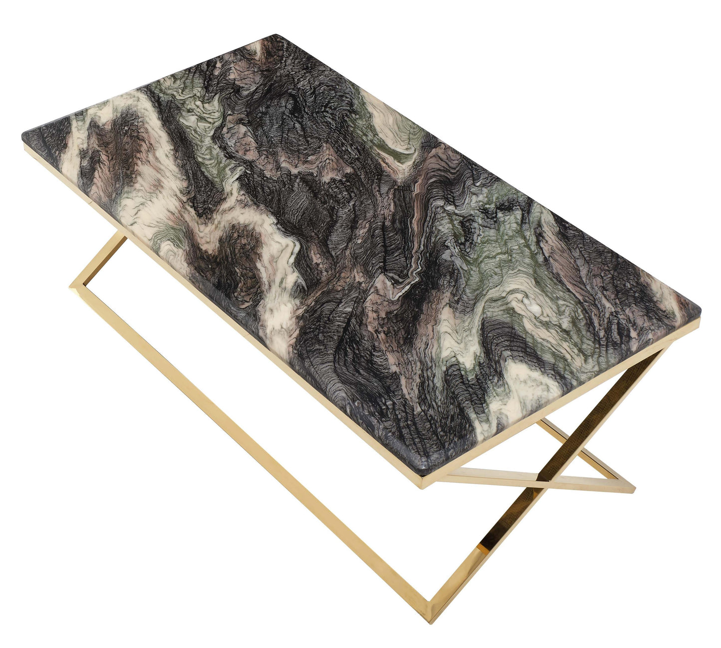 Ara Modern Style Marble Coffee Table with Metal Base - ATL FURNITURE