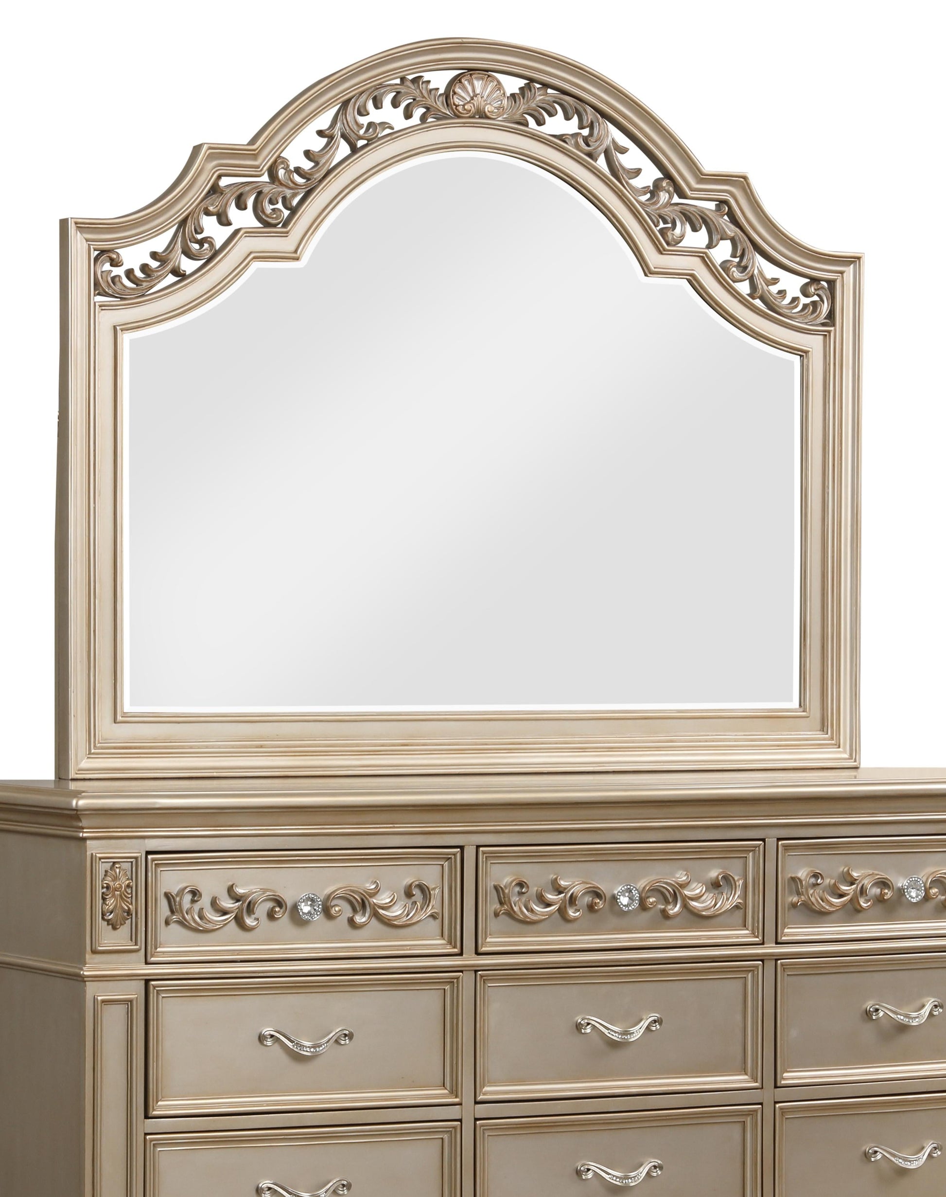 Valentina Traditional Style Mirror in Gold finish Wood - ATL FURNITURE