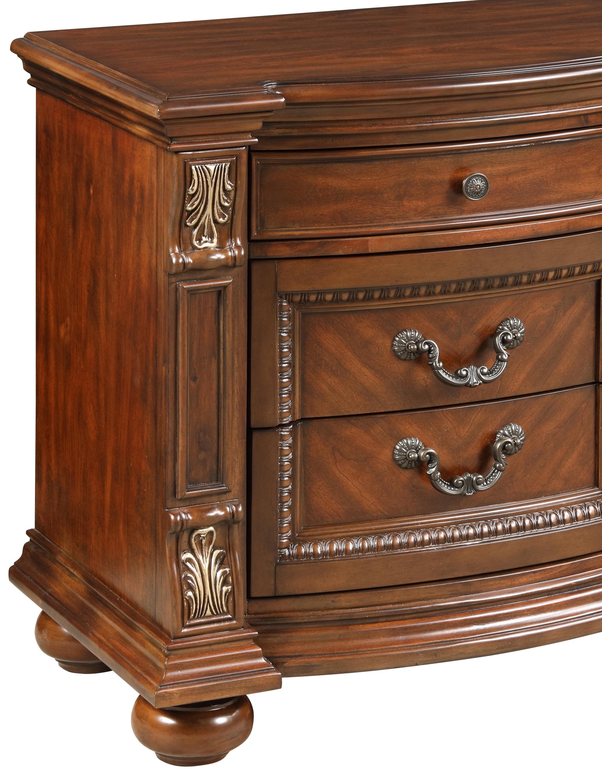 Viviana Traditional Style Nightstand in Caramel finish Wood - ATL FURNITURE