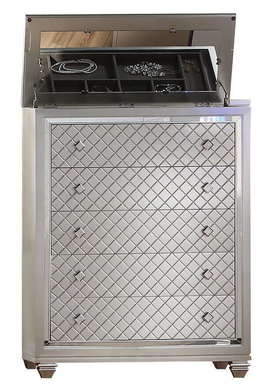 Shiney Contemporary Style Chest in Silver finish Wood - ATL FURNITURE