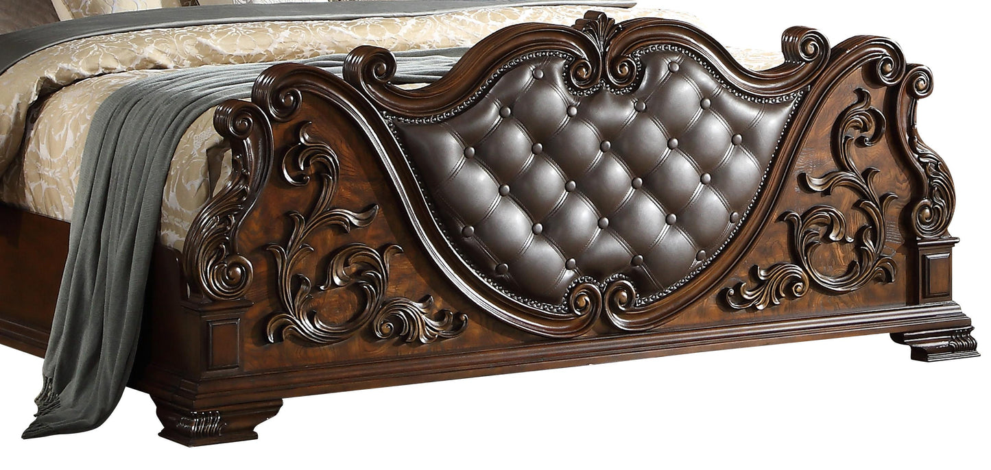 Santa Monica Traditional Style King Bed in Cherry finish Wood - ATL FURNITURE