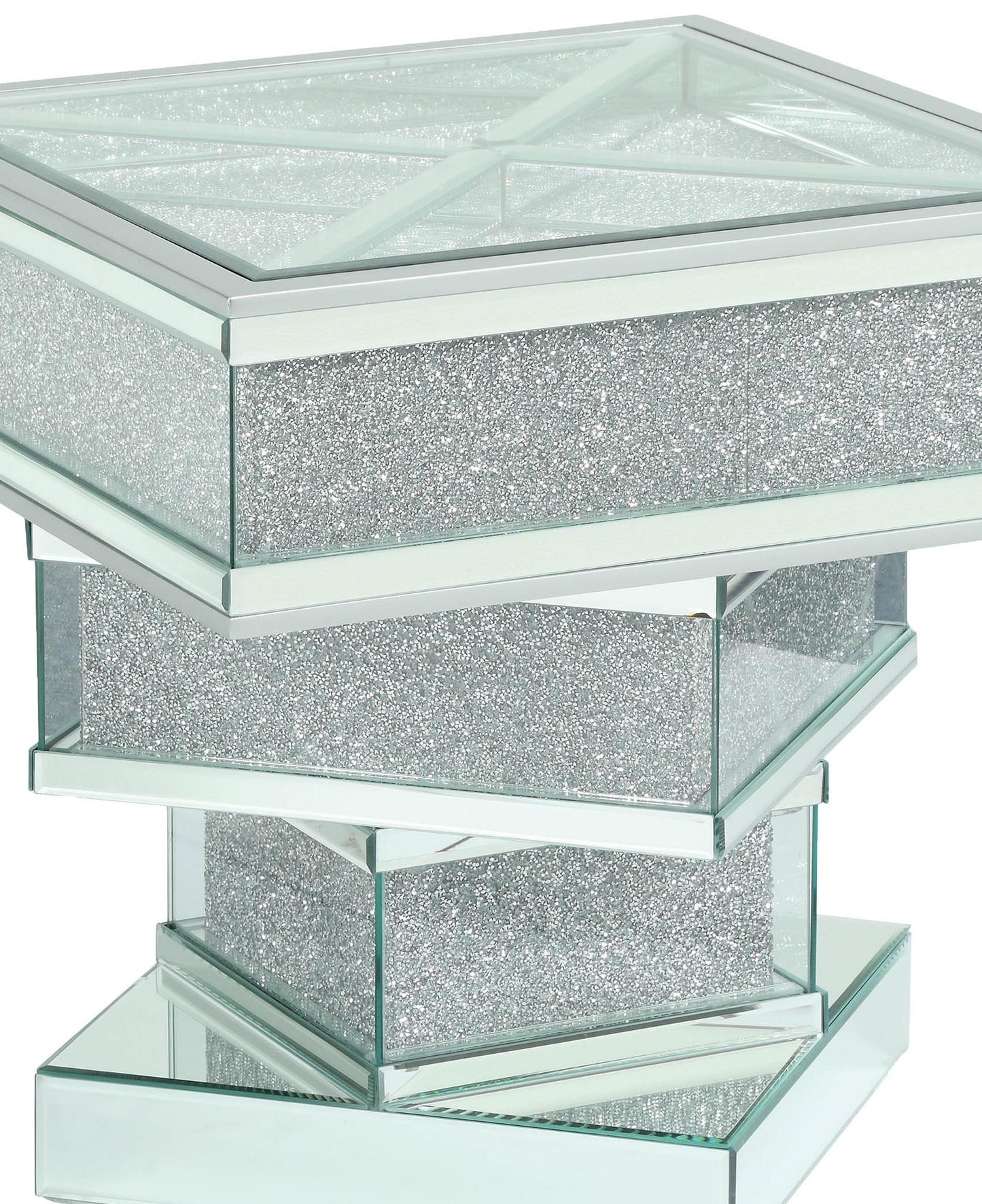 Ava Modern Style Glass End Table with Silver fiinish - ATL FURNITURE