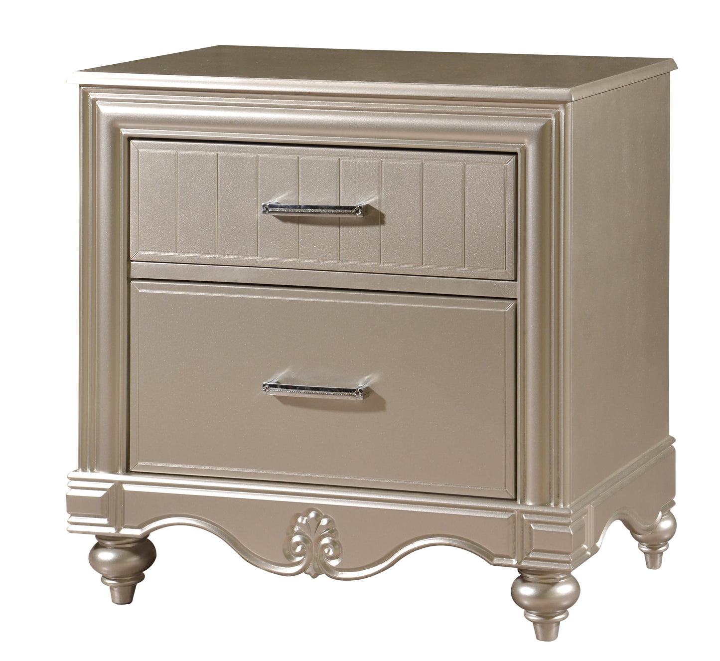 Faisal Transitional Style Nightstand in Champagne finish Wood - ATL FURNITURE