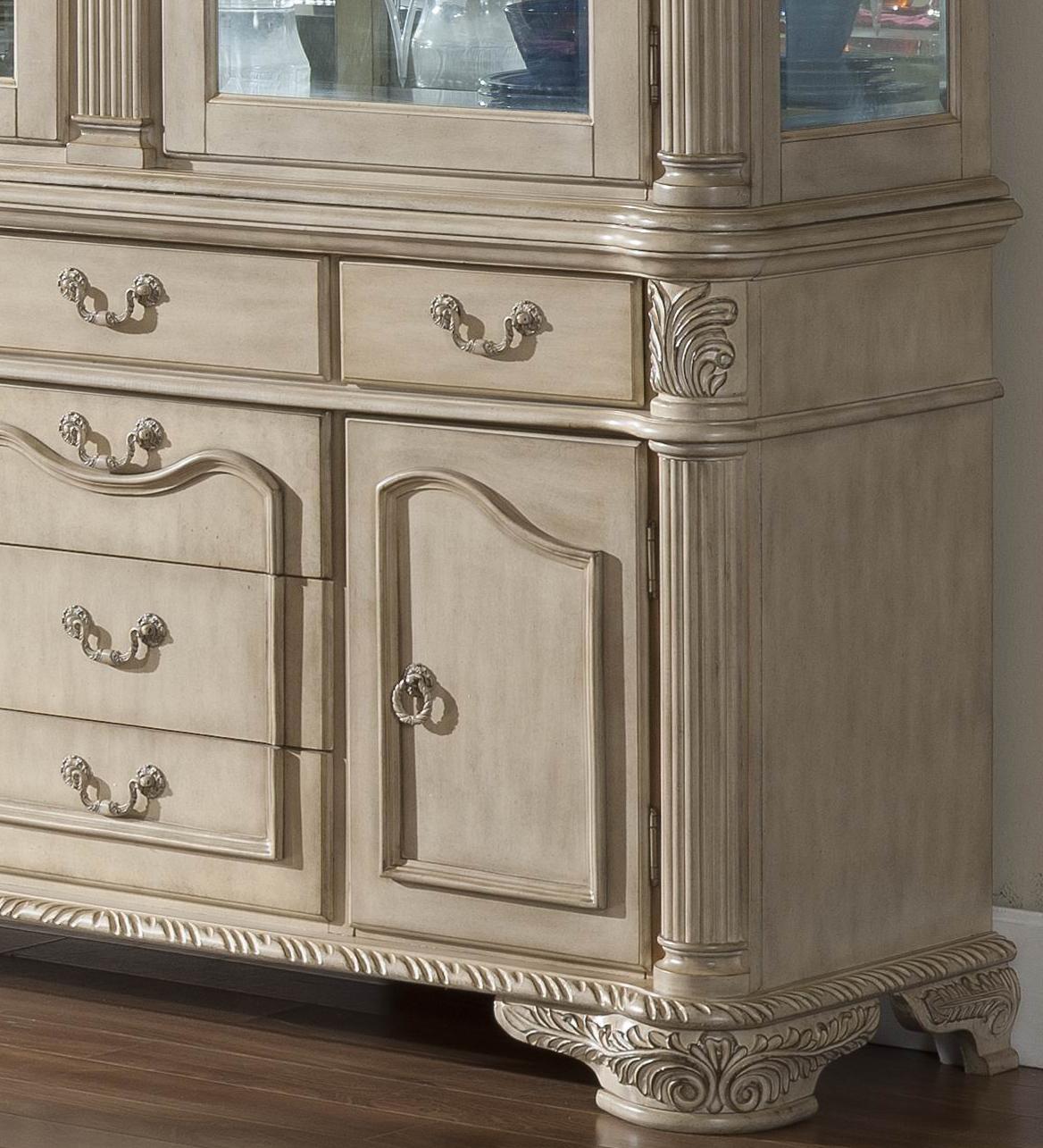 Veronica Antique White Traditional Style Dining Buffet in Champagne finish Wood - ATL FURNITURE