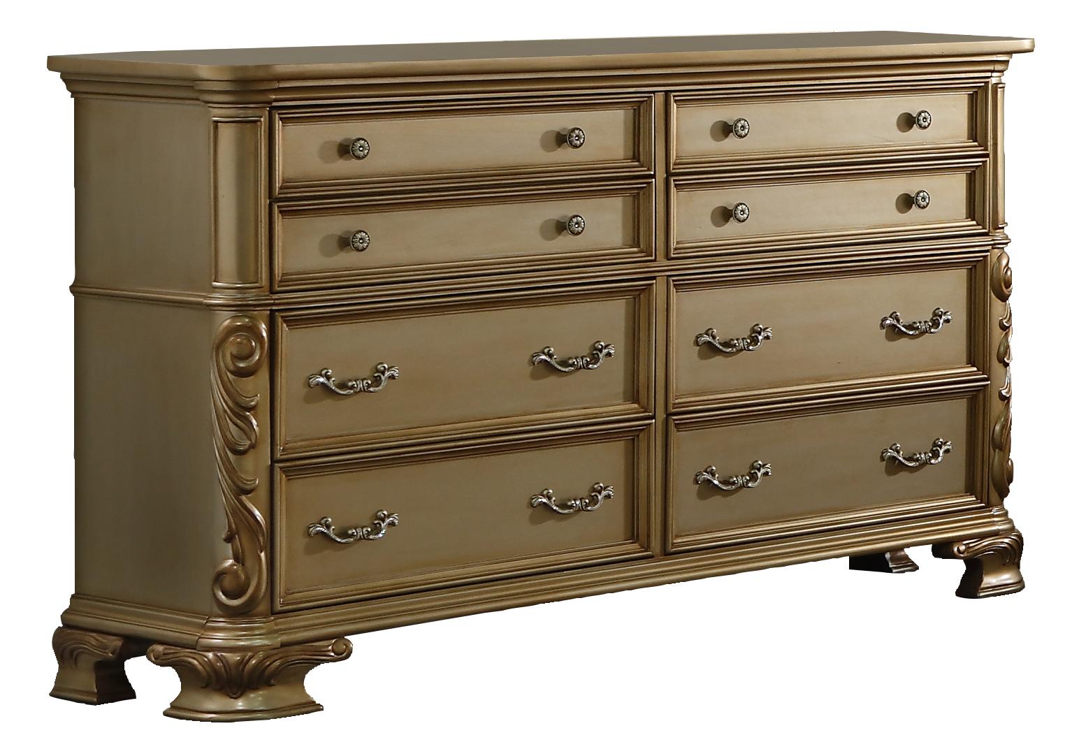 Miranda Transitional Style Dresser in Gold finish Wood - ATL FURNITURE