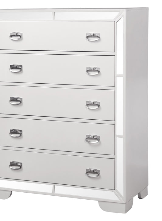 Grand Gloria Contemporary Style Chest in White finish Wood - ATL FURNITURE