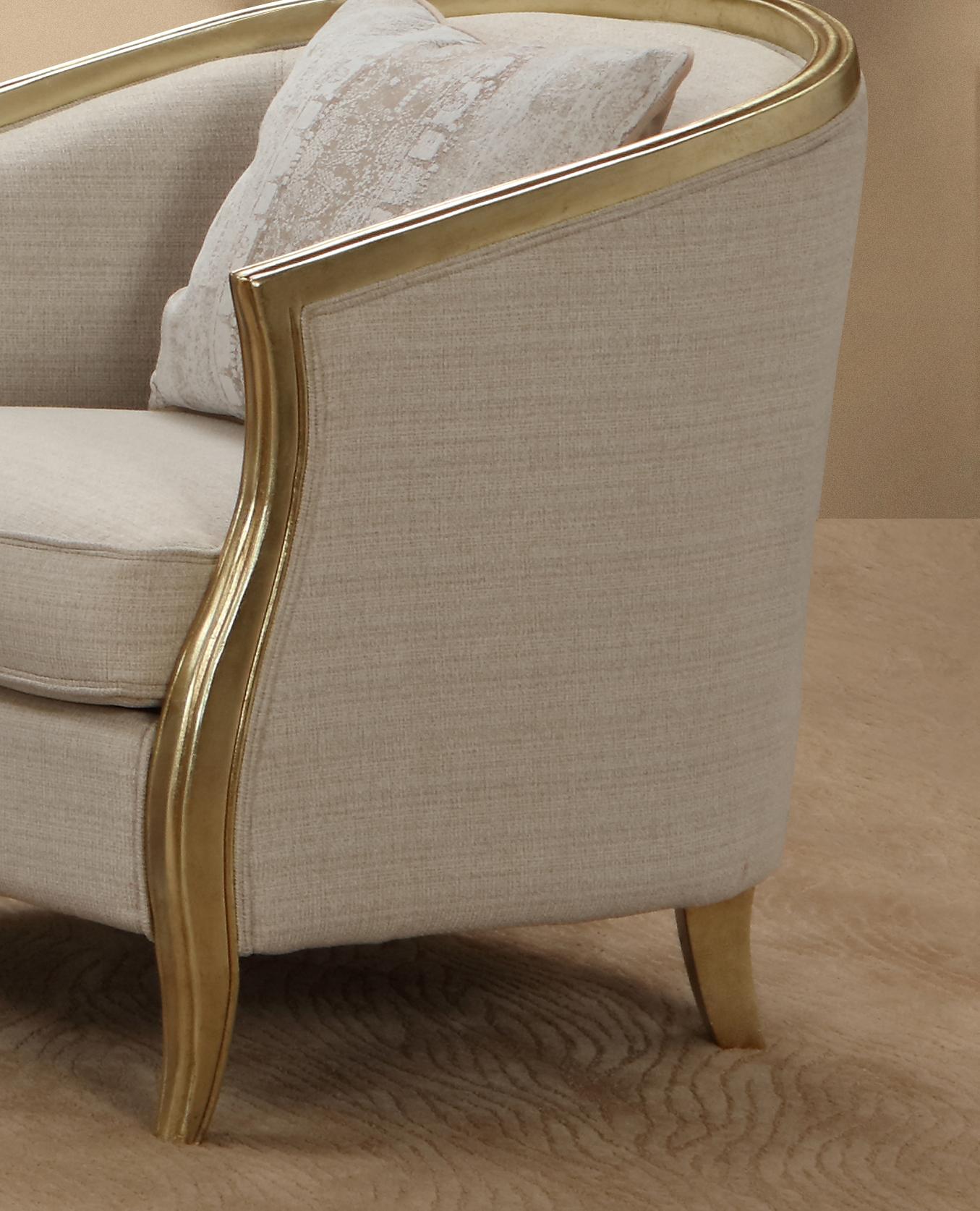 Cora Modern Style Beige Chair in Gold finish - ATL FURNITURE