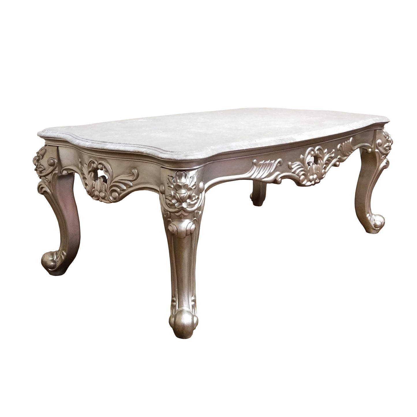 Ariel Transitional Style Coffee Table in Silver finish Wood - ATL FURNITURE