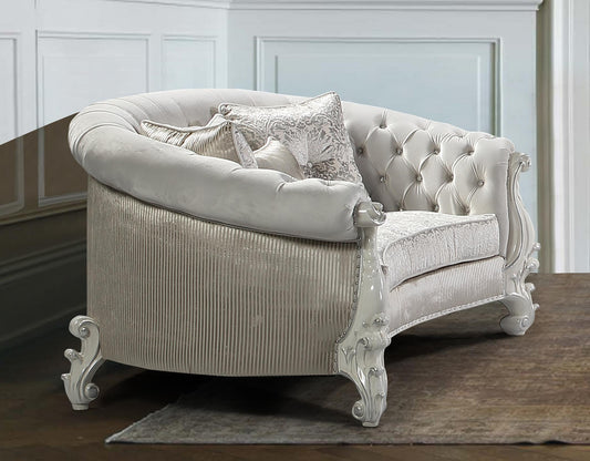 Juliana Traditional Style Loveseat in Pearl White finish Wood - ATL FURNITURE